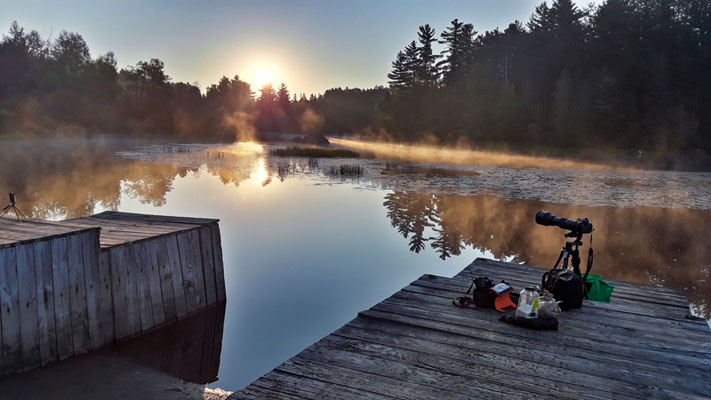 Lever du soleil sur la rivière Saint-Régis. Crédit photo @Laëtitia