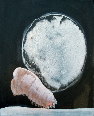 Mondkeim, Mischtechnik auf Leinwand, 40x30 cm (in Sammlung)