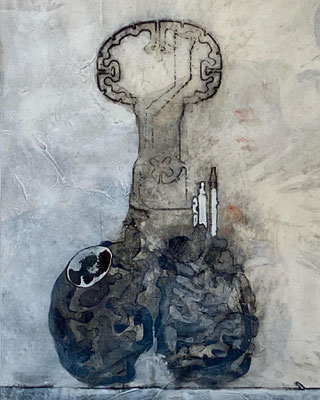Reflex, 2022, Mischtechnik auf Pergament, 20 x 30 cm