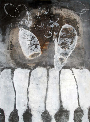 Twins,  Mischtechnik auf Papier, 100x75 cm (in Sammlung)