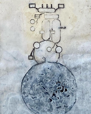 Synthese I, 2022, Mischtechnik auf Pergament, 20x30 cm