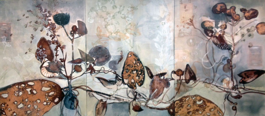 Werden-Sein-Vergehen, Mischtechnik auf Leinwand, 450x200 cm