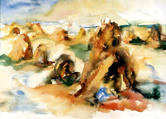 Heumandeln | Aquarell auf Papier | 1996 | 50x40cm