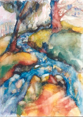 Gebirgsbach | Aquarell auf Papier | 1998 | 45x55cm