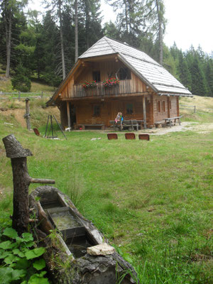 Brunnen und Freibereich der Wurzelhütte