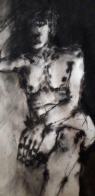 Pastel noir, acrylique, 50x60cm