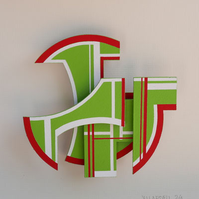 TÍTULO : "COMPOSICIÓN XXXXIII" MEDIDAS : 14x14,8x3 cm. TÉCNICA : PINTURA ACRÍLICA SOBRE CARTÓN DENSO GRUESO AÑO : 2024