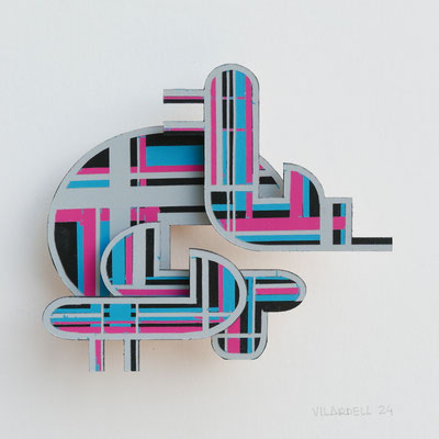 TÍTULO : "COMPOSICIÓN XXV" MEDIDAS : 14x17x1,5 cm. TÉCNICA : PINTURA ACRÍLICA SOBRE CARTÓN DENSO GRUESO AÑO : 2024
