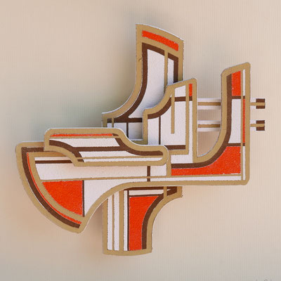 TÍTULO : "COMPOSICIÓN XXXV" MEDIDAS : 15x16x3,4 cm. TÉCNICA : PINTURA ACRÍLICA SOBRE CARTÓN DENSO GRUESO AÑO : 2024