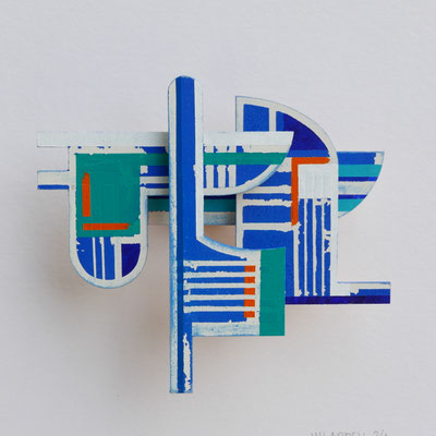 TÍTULO : "COMPOSICIÓN XXVII" MEDIDAS : 14x16x2 cm. TÉCNICA : PINTURA ACRÍLICA SOBRE CARTÓN DENSO GRUESO AÑO : 2024