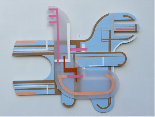 TÍTULO : "URBAN XVI" MEDIDAS : 40x48x3cm. TÉCNICA : PINTURA ACRÍLICA SOBRE MADERA Y METACRILATO AÑO : 2023