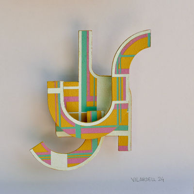 TÍTULO : "COMPOSICIÓN XXXIV" MEDIDAS : 15,5x13x3,3 cm. TÉCNICA : PINTURA ACRÍLICA SOBRE CARTÓN DENSO GRUESO AÑO : 2024