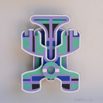 TÍTULO : "RELIEVE TÓTEM XXI-I" MEDIDAS : 15,2x11,4x3,7 cm. TÉCNICA : PINTURA ACRÍLICA SOBRE CARTÓN DENSO GRUESO AÑO : 2024