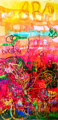 "Sommer", versiegeltes Styropor, 100 x 60 cm, Farbschichtung, 2022.