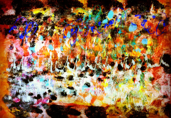 "Altes Denkmuster", Papierarbeit, 80x60, Farbschichtung, 2015-2018