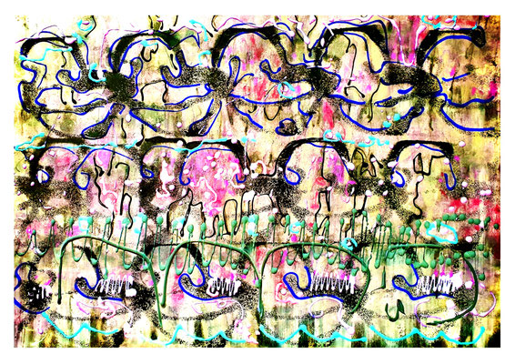 "logischer Ausgang", Papierarbeit, 80x60, Farbschichtung, 1998-2017