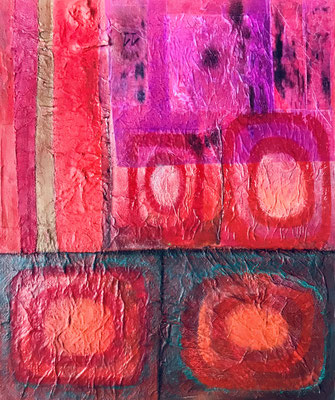 "Baumpflege" 11.10.23, Leinwand, 50x60, Farbschichtung, 2020-2023.