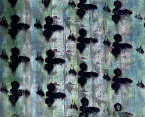 "Begleittiere", Papierarbeit, 80x60cm, 2021.