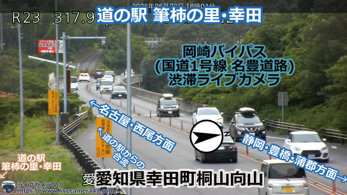 知立バイパス･岡崎バイパスの渋滞ライブカメラ「道の駅 筆柿の里･幸田」の平常時のサンプル画像