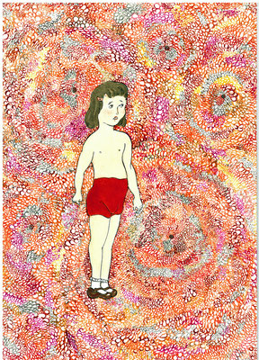 vivian #2 (red pants)    2009    size unknown     ink, watercolors, colored pencil on paper