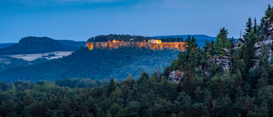 Königstein Fortress during blue hour