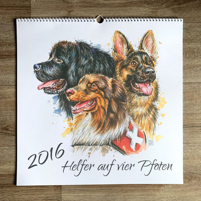 watercolor painting art calendar rescue dogs | Aquarell Kunst Kunstkalender Kalender Rettungshunde Hunde | Sandra Mahn