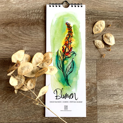 perpetual watercolor painting art birthday calendar Flowers foxglove | Ewiger Aquarell Kunst Kunstkalender Kalender Geburtstagskalender Blumen Fingerhut | Sandra Mahn
