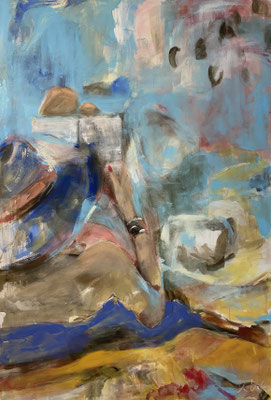 Buch & Strand, 100x150, Acryl auf LW