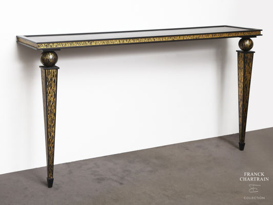 CONSOLE FLAMME Bronze, feuille d'or