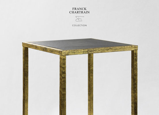 EPURE SIDE TABLE Gold leaf, wrought iron, slate