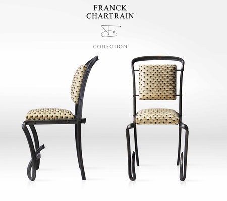 FORGE BOUCLE CHAIR Wrought iron, fabric