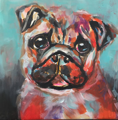 2017, Mops Serie - 02, Acryl auf Leinwand, 30 x 30 cm