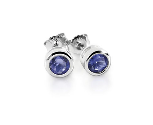 Silber-vergoldete Ohrstecker mit zartblauen Tansaniten