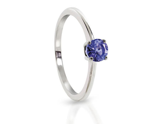 Weißgoldener Diamantring mit Tansanit, 2. Hälfte 20. Jahrhundert