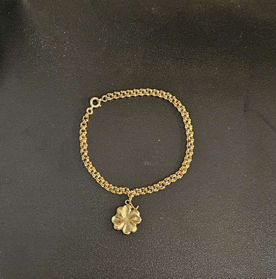 Goldenes Armband 1. Hälfte 20. Jahrhundert mit goldenem Glückskleeblatt