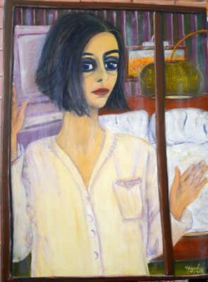 Mädchen am Fenster, 2021, Öl auf Leinwand, 80x60 cm