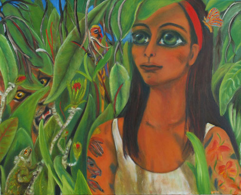 Das Mädchen mit den Tattoos, 2012/13, Öl auf Leinwand, 80x100 cm