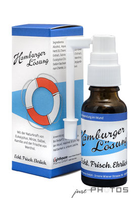 Auftragsarbeit für Lighthouse Pharma: Hamburger Lösung [ Sprühflasche und Verpackung ]