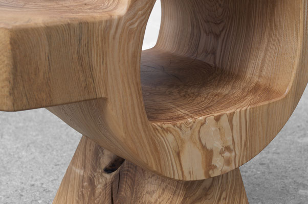 Elemental artisan stand C2270 in light, textured ash – a captivating art furniture masterpiece by Jörg Pietschmann, hand-sculpted to bring the pristine resonance of the earth into high-end architectures.