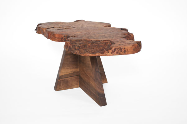 Breathtaking art table T2581 – an extensive functional sculpture by Jörg Pietschmann, driven by the excitement of the unexpected to reveal the tree's universal form and a raw touch of the wild in contemporary spaces.
