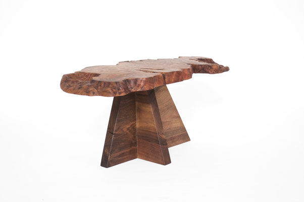 Breathtaking art table T2581 – an extensive functional sculpture by Jörg Pietschmann, driven by the excitement of the unexpected to reveal the tree's universal form and a raw touch of the wild in contemporary spaces.