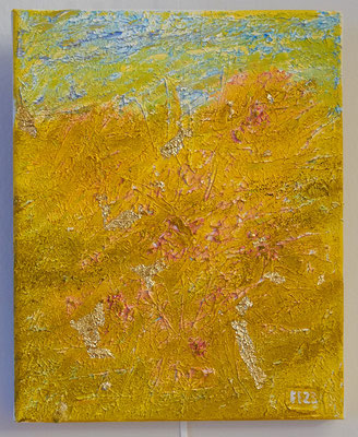 "Sommer", 30 x 24cm, Öl gespachtelt auf Leinwand mit Blattgold, Preis auf Anfrage