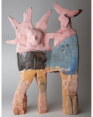 Le solei et le lune, 2025. Grés émaillé  H47cm