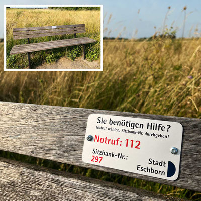 STADT ESCHBORN, Notfallschilder für alle Sitzbänke in Eschborn