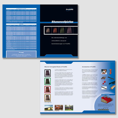 Set aus gestalteten Verkaufsfolder von PROARG für Baumärkte