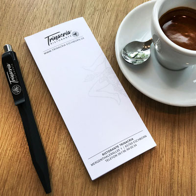 RISTORANTE TRINACRIA, Kellnerblock und Kugelschreiber