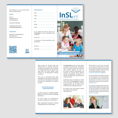 Farbig gestalteter Informationsflyer für einen Nachhilfeverein für Grundschulkinder
