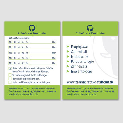 ZAHNÄRZTE DOTZHEIM, Terminzettel