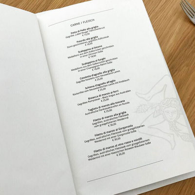 RISTORANTE TRINACRIA, Speisekarte