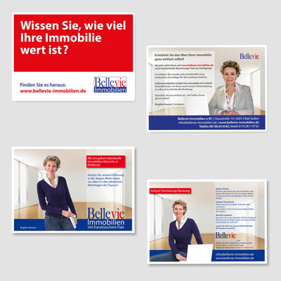 Werbeflyern für BELLEVIE Immobilien in Bad Soden, gestaltet und produziert